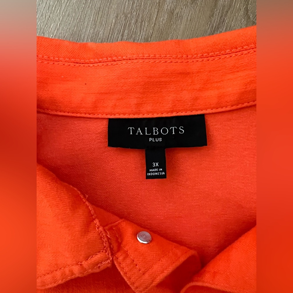 Talbots Orange Classic Denim Jacket Euc - image 7
